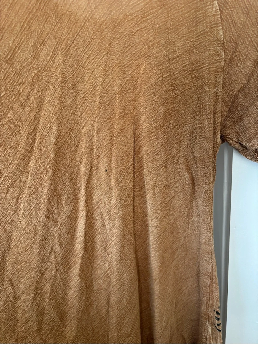 Boho Lace-Up Tunic Dress with Floral Print - Rust color - Picture 7 of 7